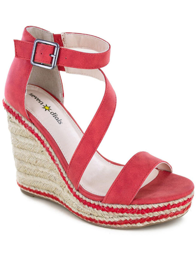 Seven Dials Berlina Womens Suede Ankle Strap Espadrilles In Red