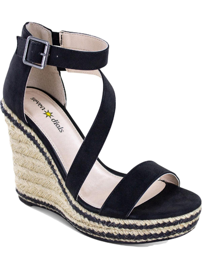 Seven Dials Berlina Womens Suede Ankle Strap Espadrilles In Black