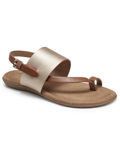 Aerosoles Avea Womens Toe Loop Memory Foam Slingback Sandals In Gold
