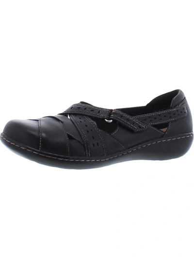 Clarks Ashland Spin Q Womens Leather Comfort Insole Flats In Black