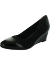 Lifestride Juliana Womens Patent Toe Cap Wedge Heels In Black