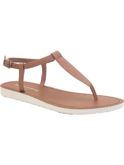 Sun + Stone Kristi Womens Faux Leather Slingback Flat Sandals In Brown