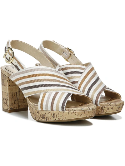 Lifestride Lara Womens Padded Insole Canvas Platform Sandals In White