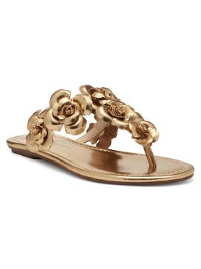 JESSICA SIMPSON GINIMA WOMENS FAUX LEATHER THONG FLAT SANDALS