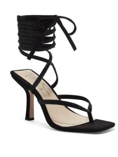 Jessica Simpson Kelsa2 Womens Microsuede Strappy Evening Sandals In Black