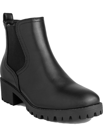Sugar Kelce Womens Faux-leather Slip-on Ankle Boots In Black
