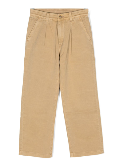 Ralph Lauren Kids' Straight-leg Cotton Trousers In Neutrals