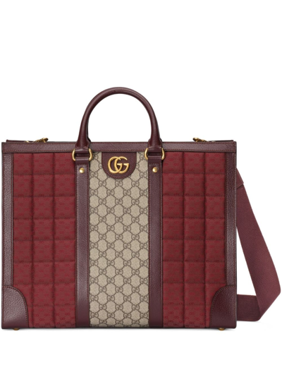Gucci Large Mini Gg Canvas Tote Bag In Red Multi