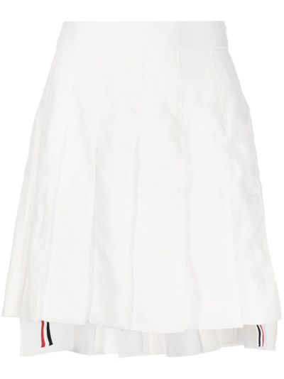Thom Browne Striped Pleated Skirt In Weiss