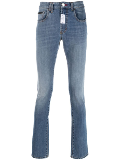 Philipp Plein Logo-patch Skinny Jeans In Blue