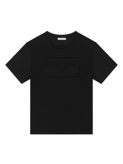 Dolce & Gabbana Kids' Logo-embossed Crew-neck T-shirt In Black
