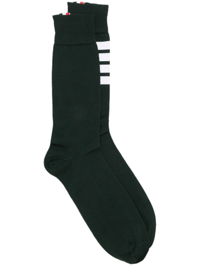 Thom Browne 4-bar Stripe Mid-calf Socks In Green