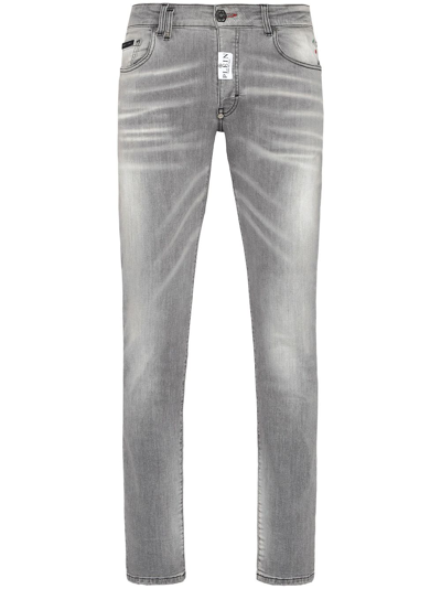 Philipp Plein Logo-patch Skinny Jeans In Grey