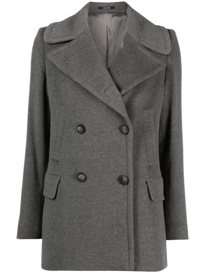 Tagliatore Double-breasted Cashmere Coat In Grey