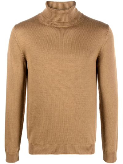 Roberto Collina Roll-neck Merino Wool Jumper In Brown