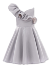 Tulleen Ruffle-detail One-shoulder Dress In Silver