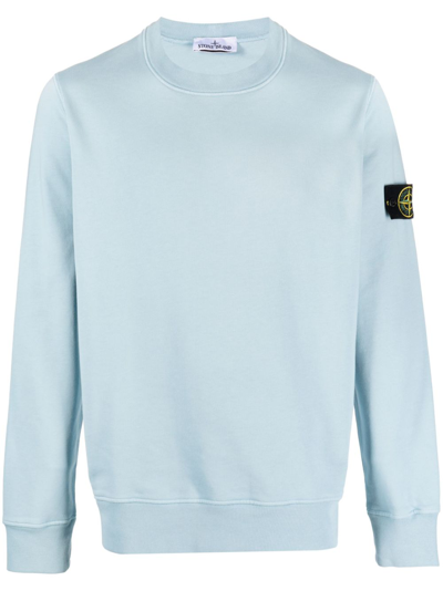 Stone Island Logo-patch Cotton Sweatshirt In Blue