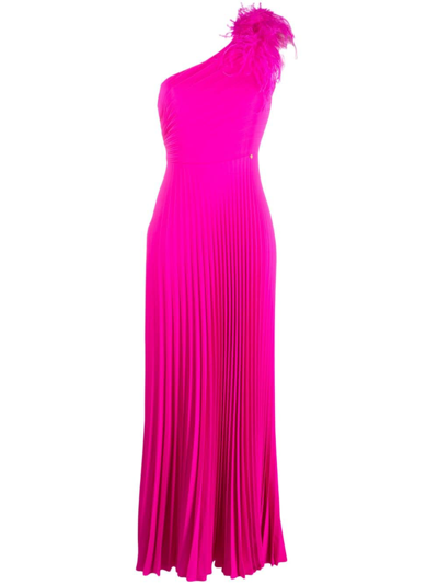 Nissa One-shoulder Pleated Gown In Pink
