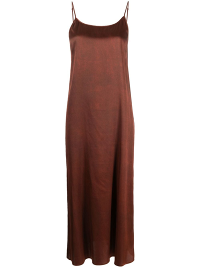 Uma Wang Slip-on Silk Midi Dress In Red