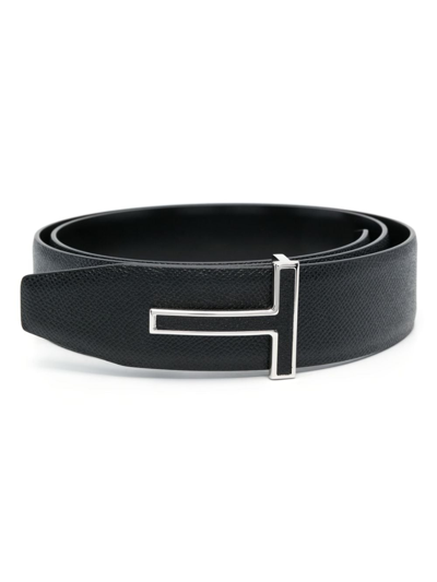Tom Ford Logo-buckle Leather Belt In Black
