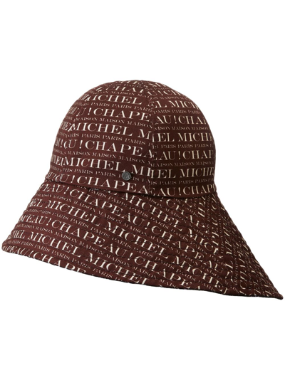 Maison Michel Julianne Logo-print Bucket Hat In Brown