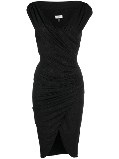 Nissa Wrap-style Midi Dress In Black