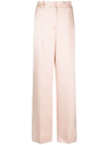 Magda Butrym Low Waist Wide Leg Silk Twill Pants In Pink