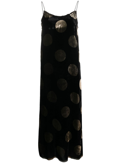 Uma Wang Polka-dot Sleeveless Dress In Uw029 Tan/black