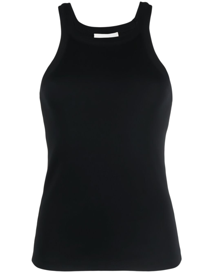 Closed Ribbed-knit Tank Top In Black