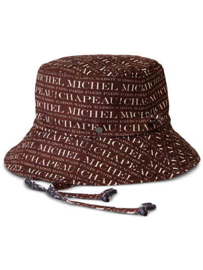 Maison Michel Angele Logo-print Bucket Hat In Brown