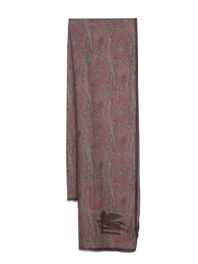 Etro Paisley Print Scarf In Brown