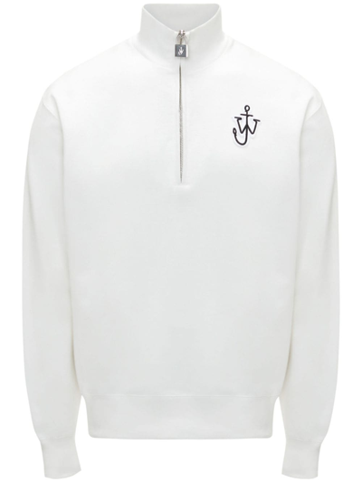 Jw Anderson Padlock Half Zip Sweatshirt In White