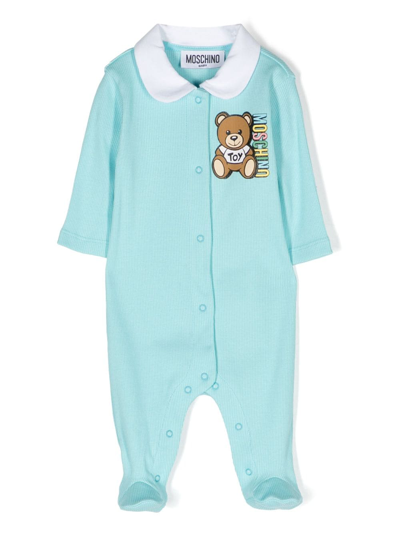 Moschino Babies' Teddy Bear-motif Cotton Pyjamas In Blue