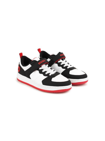 Hugo Boss Kids' Logo-patch Lace-up Sneakers In Black