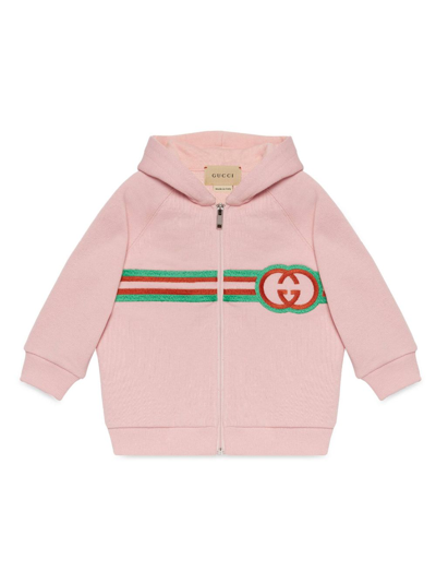 Gucci Babies' Interlocking G Embroidered Sweatshirt In Pink