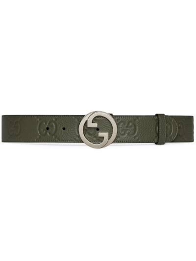 Gucci Blondie Wide Belt In Green