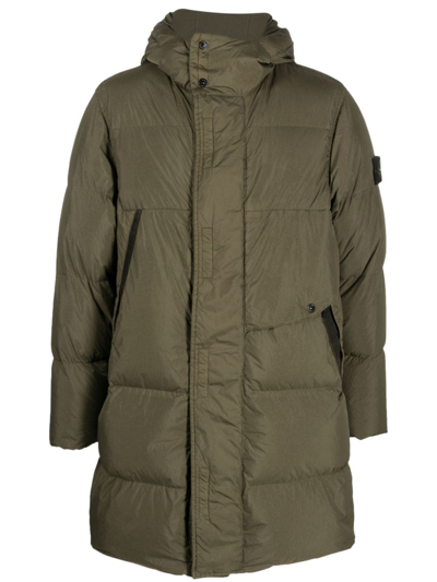 Stone Island Compass Logo-patch Puffer Coat In Green