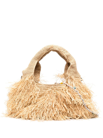 Made For A Woman Kifafa Ieti S Fringed Shoulder Bag In Neutrals