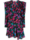 IRO FLORAL-PRINT V-NECK SILK MINIDRESS