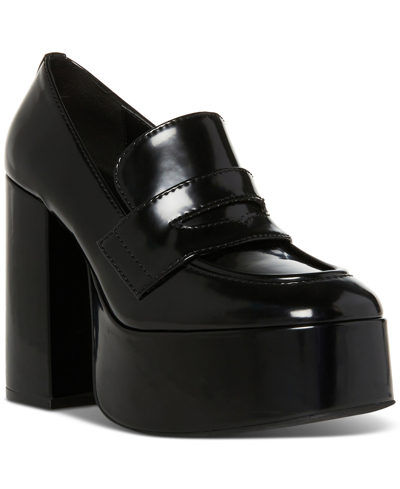 Madden Girl Cherilyn Platform Tailored Loafer Pumps In Black Box