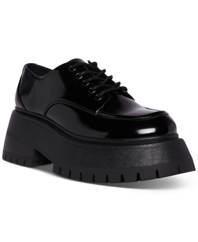 Madden Girl Philipa Lace-up Lug Platform Oxford Loafers In Black Box
