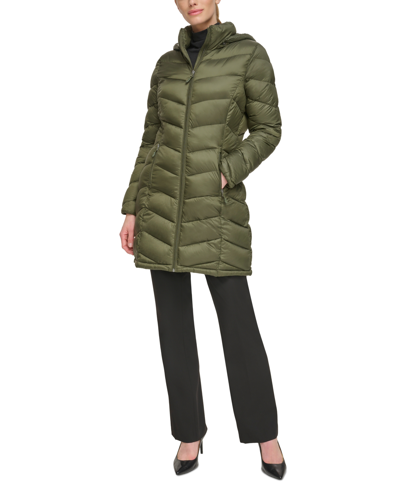 Charter Club Women's Packable Hooded Puffer Coat, Created For Macy's In Loden