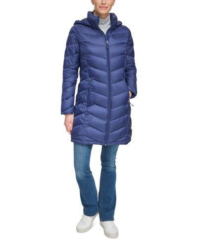Charter Club Women's Packable Hooded Puffer Coat, Created For Macy's In Marine