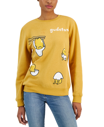 Love Tribe Juniors' Gudetama More Being Graphic Sweatshirt In Honey Gold