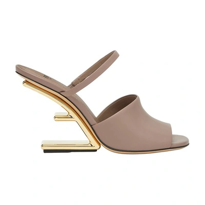 Fendi Leather High-heeled Sandals In Cream