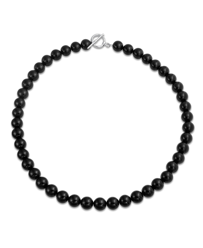 Bling Jewelry Plain Simple Basic Western Jewelry Classic Black Onyx Round 10mm Bead Strand Necklace For Women Teen