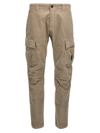 C.p. Company Logo Badge Cargo Pants In Beige
