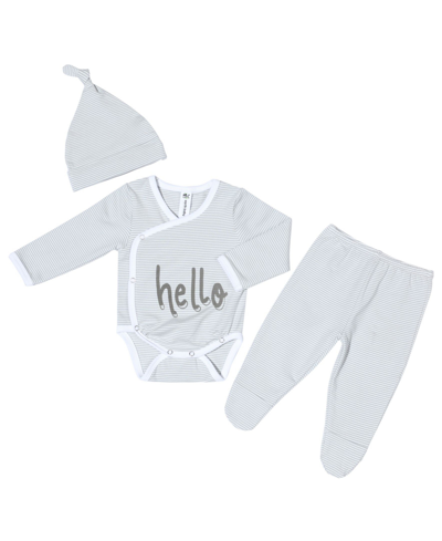 Earth Baby Outfitters Baby Boys Or Baby Girls Bodysuit, Pants, And Hat In Hello
