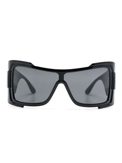 Versace Logo-plaque Oversized-frame Sunglasses In Black