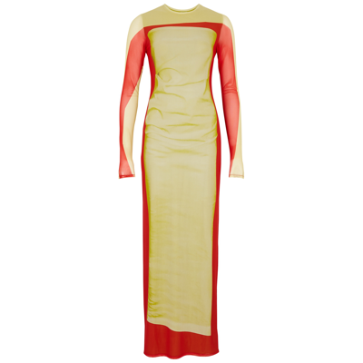 Loewe Asymmetric Pannelled Maxi Dress In Yellow